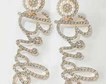 Boucles d'oreilles mariée, boucles d'oreilles mariage, boucles d'oreilles enterrement de vie de jeune fille