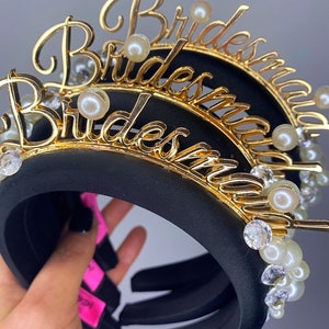 Bridesmaid headband, bridesmaid hair crown , gemstone and faux pearl bridesmaid headband