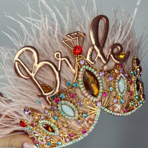 Bride to be Deluxe style Bonnie, multi coloured bride to be hen party crown