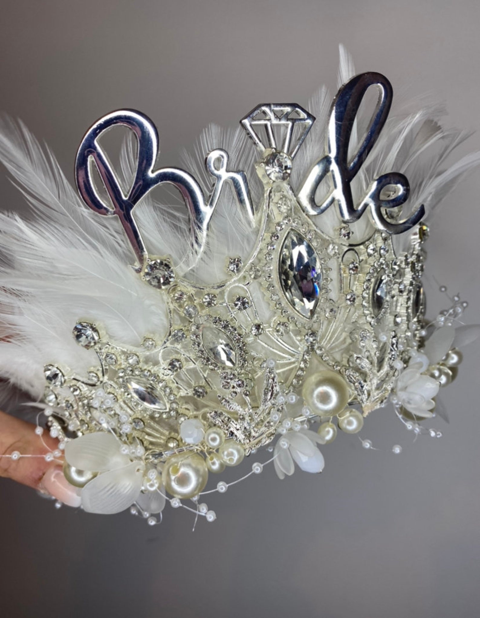 Bride to Be Deluxe Hair Crown Hen Party Silver Bride to Be Etsy