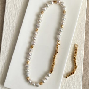 EUREKA | Baroque Freshwater Pearl Necklace | Gold plated necklace | Minimalist Necklace | Classic necklace