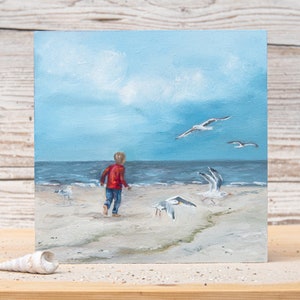 Titel olieverfschilderij "Fly Away", dagelijks schilderij, handgemaakt olieverfschilderij op MDF-plaat 20 x 20 cm