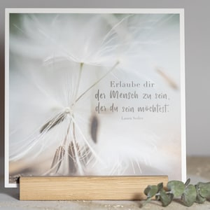 Kartenset mit Holzständer, Thema "Sei du Selbst", 6 Karten je 300g, 14,8 x 14,8 cm mit Eichenholzständer