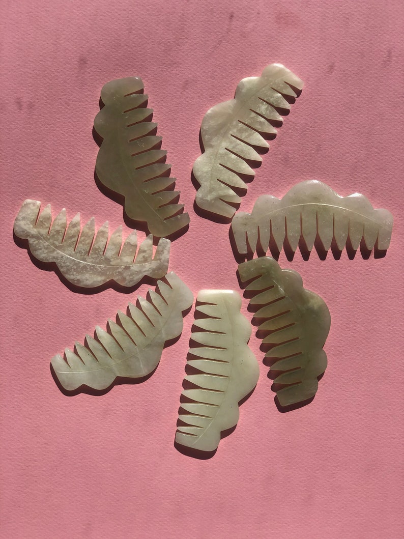 Jade Gua Sha Comb Scalp Massage Tool Etsy