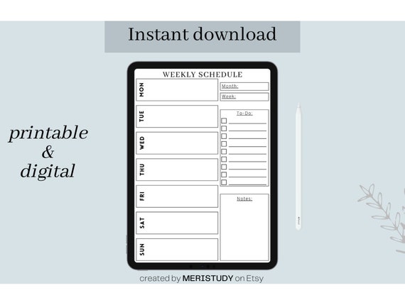 Digital and Printable Weekly Planner Minimalism Style | Etsy