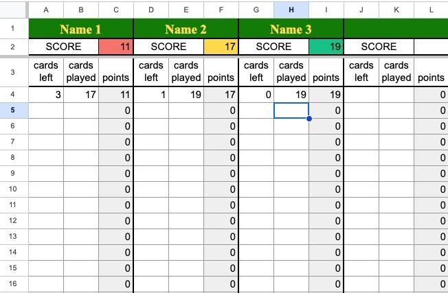 Dutch Blitz Score Sheet – Automatic Score Tracker – Google Sheets ...