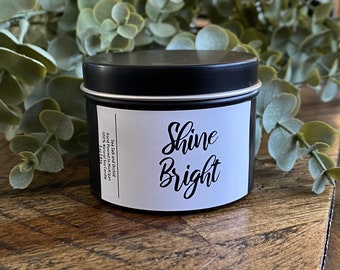 SHINE BRIGHT | Gift | Sea Salt and Orchid | Soy Candle | Natural Soy | Scented Candle | Essential Oils | Handmade | 3 oz