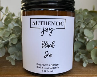 Black Sea Soy Candle | Amber Jar Candle | Gift for Friend | Cute Gift Idea | Non-Toxic Soy Wax Candle | Candles in Jars | 9 oz