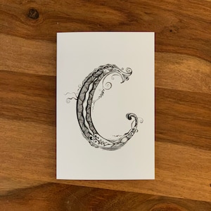 Monogrammkarten, Alphabet Fine Art Print Buchstabe C, Geburtstagsgeschenk, Hochzeitsgeschenk, personalisiertes Briefpapier, Grußkarte, Grußkarte