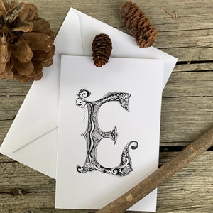 Monogram “E” blank greeting card and envelope
