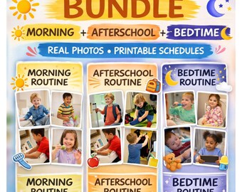 Daily Routine Visual Schedule Bundle | Morning, After School, Bedtime (Printable PDF)