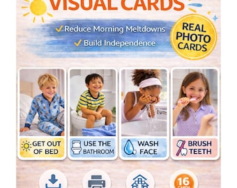 Morning Routine Visual Cards | Real Photo Schedule for Kids (Digital Download)