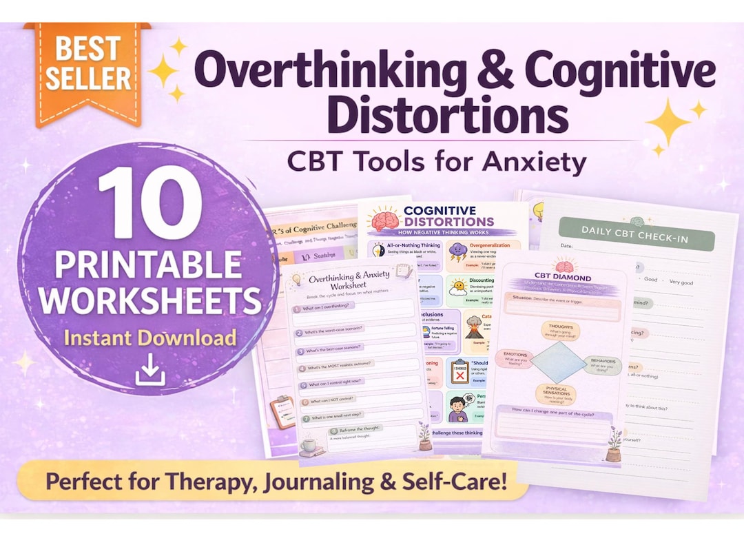 Overthinking Workbook PDF | CBT Worksheets for Anxiety, Cognitive ...