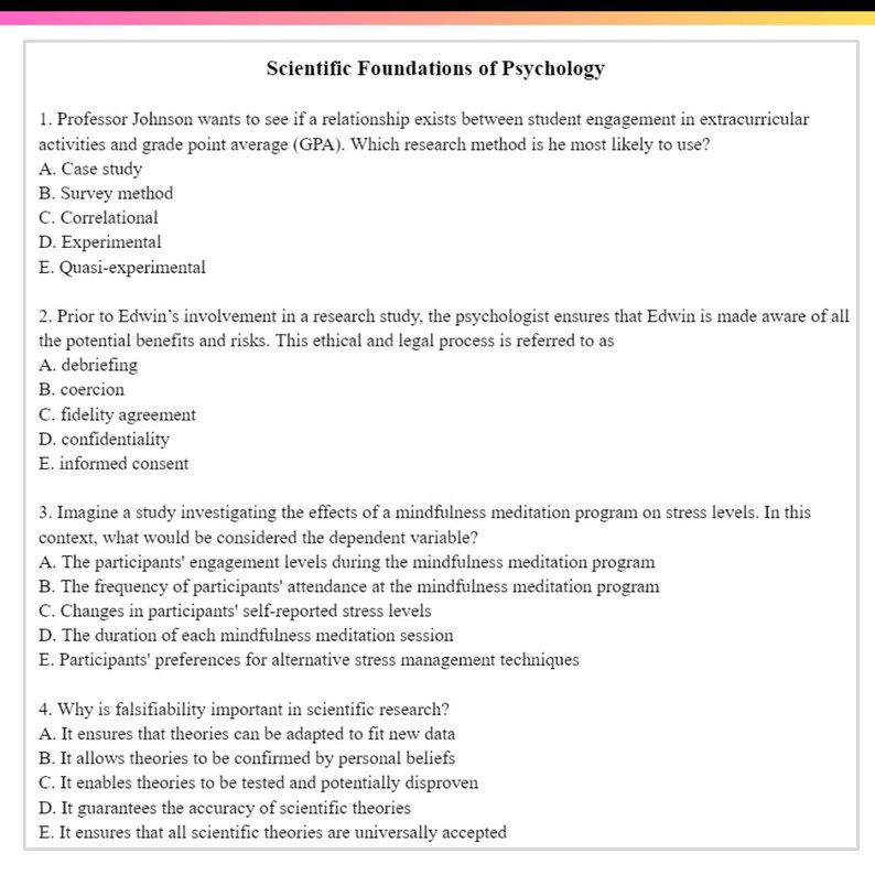 Psychology Exam: 800 Test Prep Questions - Etsy