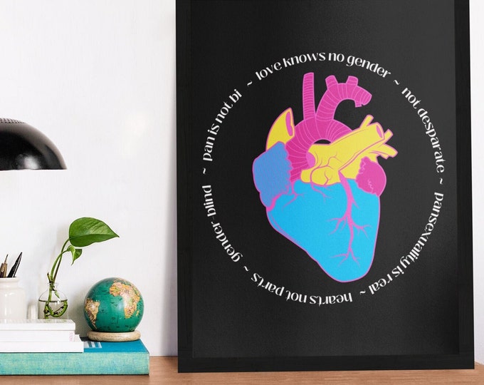 Pansexual Pride Gift Idea Heart LGBT Digital Download Print love knows no gender