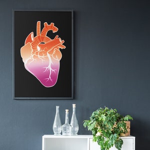 Lesbian Pride Gift, Pride Flag Heart, Digital Download, Pride Print