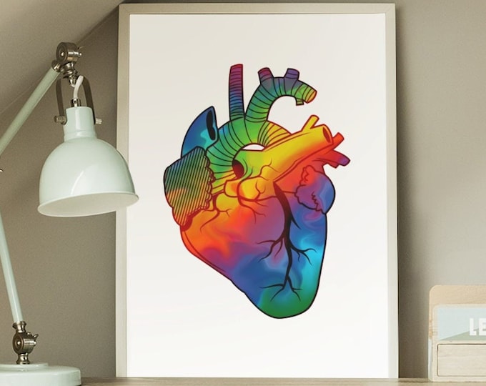Rainbow Pride Heart Gift Idea Digital Download Print
