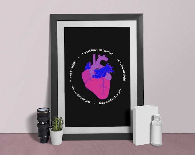 Bisexual Pride Heart Digital Download Gift Bi Print LGBT Art