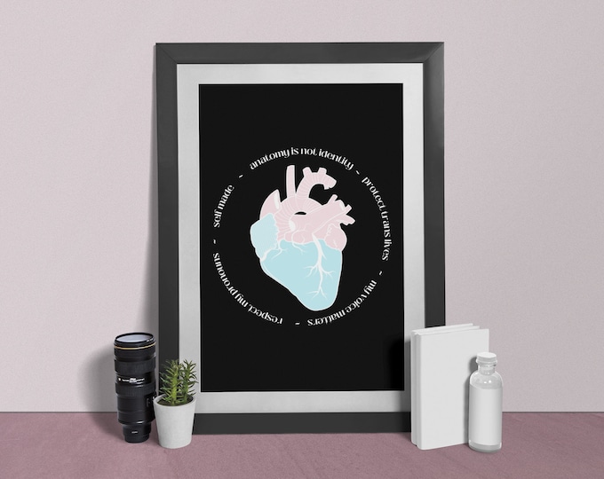 Trans Pride Heart, Digital Download, Transgender Pride Print