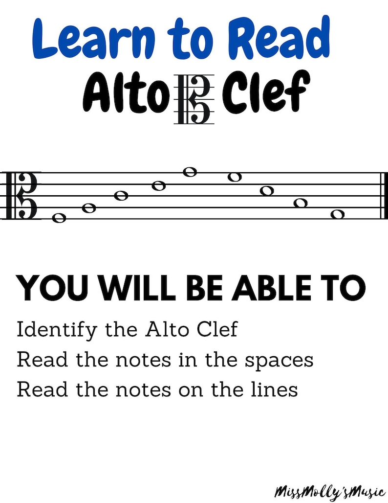 Learn to Read Alto Clef Worksheet Etsy