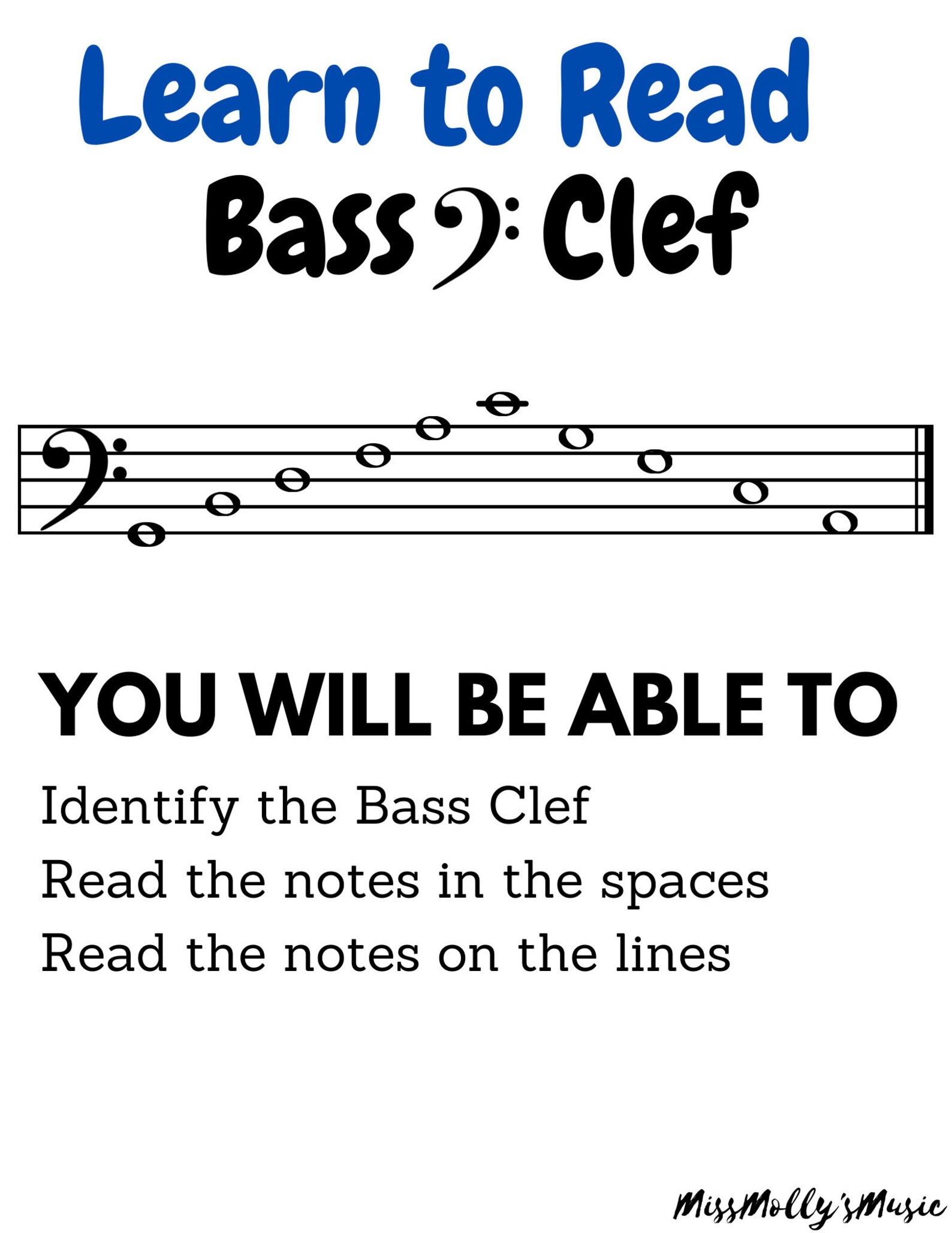 Learn to Read Bass Clef Worksheet Etsy