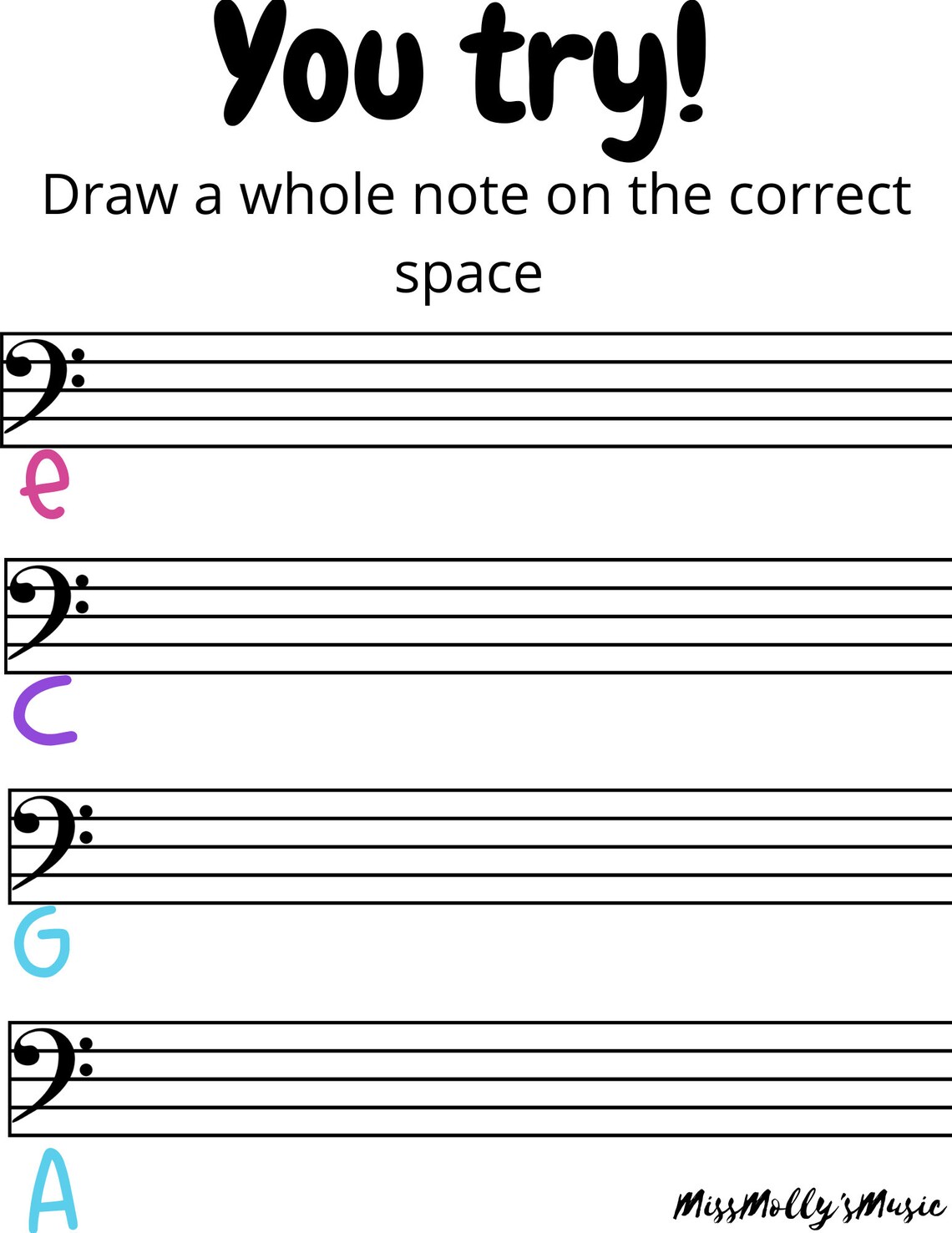 Learn to Read Bass Clef Worksheet - Etsy