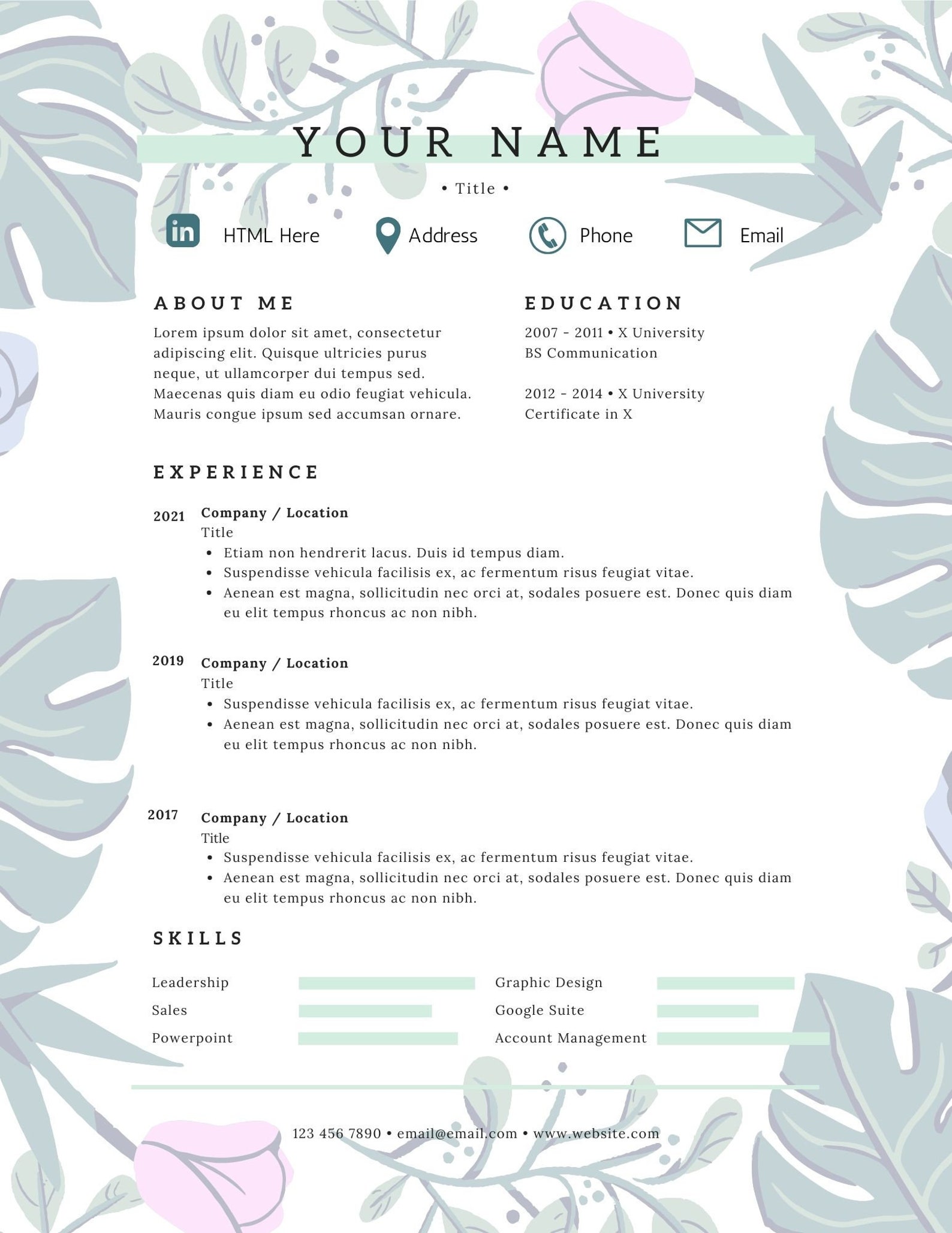Professional Resume Template For Canva Resume cv Edit And Etsy