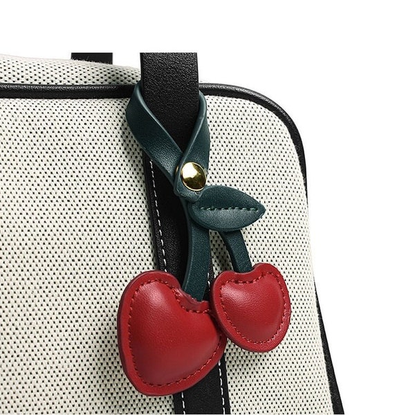 Cherry Leather Bag Charm / Key Charm