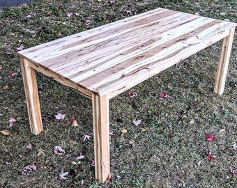 Rustic Farmhouse Table, Wood Table , Farmhouse Table, Hickory Table, Dining Table, Solid Hardwood Table,
