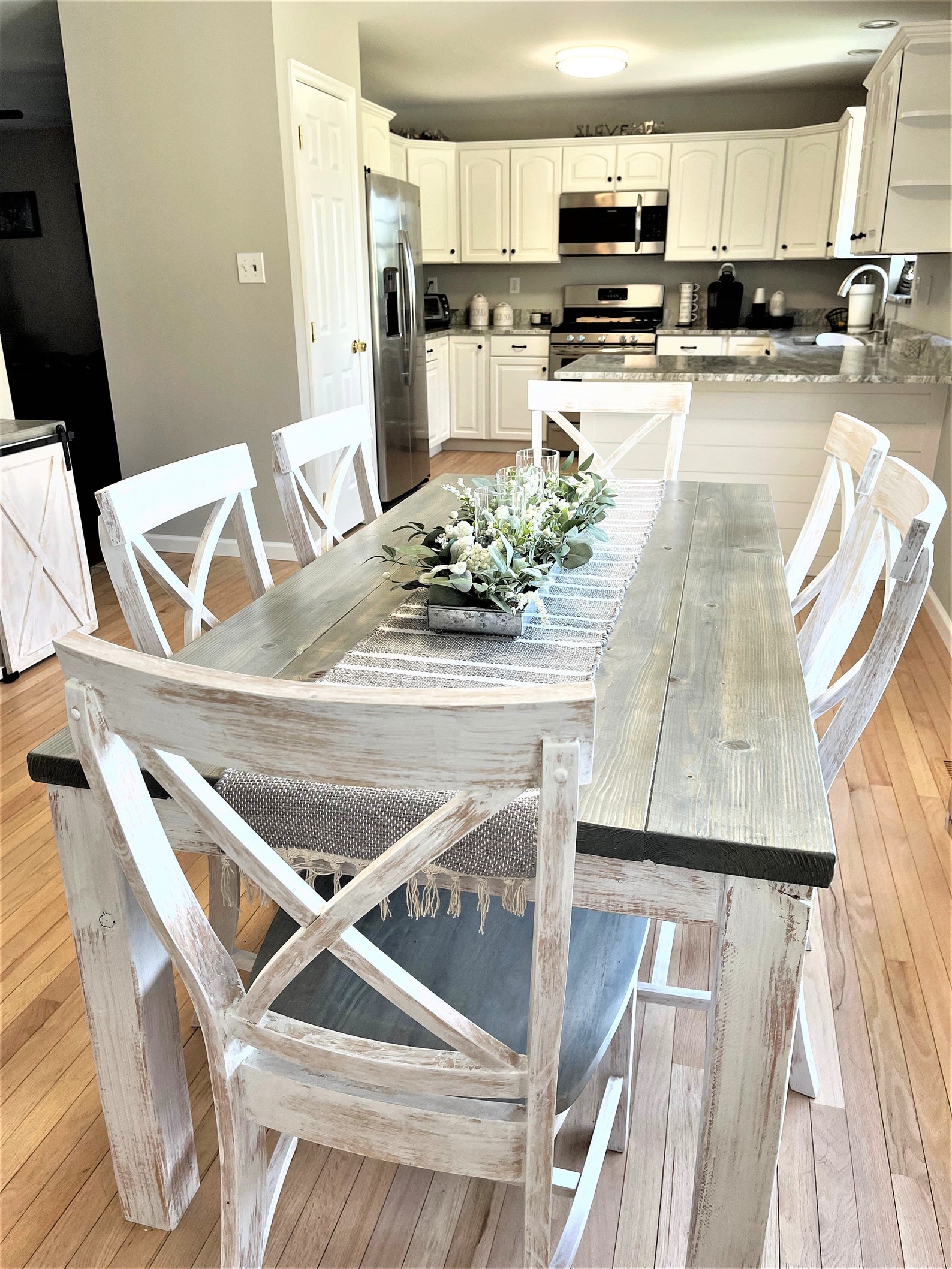 7x3 Modern Farmhouse Table 8 X Chairs Etsy