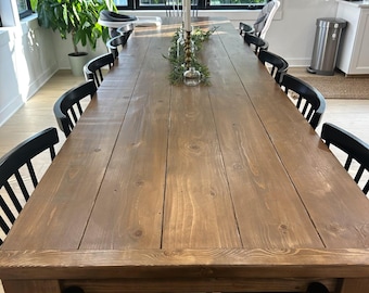 Large Farmhouse Dining Table, Farmhouse Table, Dine Table Set, Chunky Leg Table, Long Table, Rustic Table, Dining Table, Turned leg table