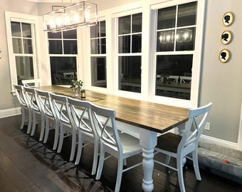 Large Farmhouse Dining Table, Farmhouse Table, Dine Table Set, Chunky Leg Table, Long Table, Rustic Table, Dining Table, Turned leg table