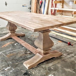 Farmhouse Dining Table, Farmhouse Pedestal Table, Dine Table Set, Rustic Table, Dining Table, Trestle table, Reclaimed wood, Turned table