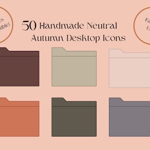 50 Autumn Neutral Desktop Folder Icons Organizer Aesthetic for Mac & PC, Organization, Aesthetic Icons, Digital Planning