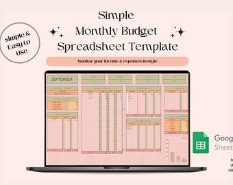 Simple Budget Planner Google Sheets Budget Expense Tracker Template Monthly Budget Spreadsheet Weekly Budget, Financial Planner