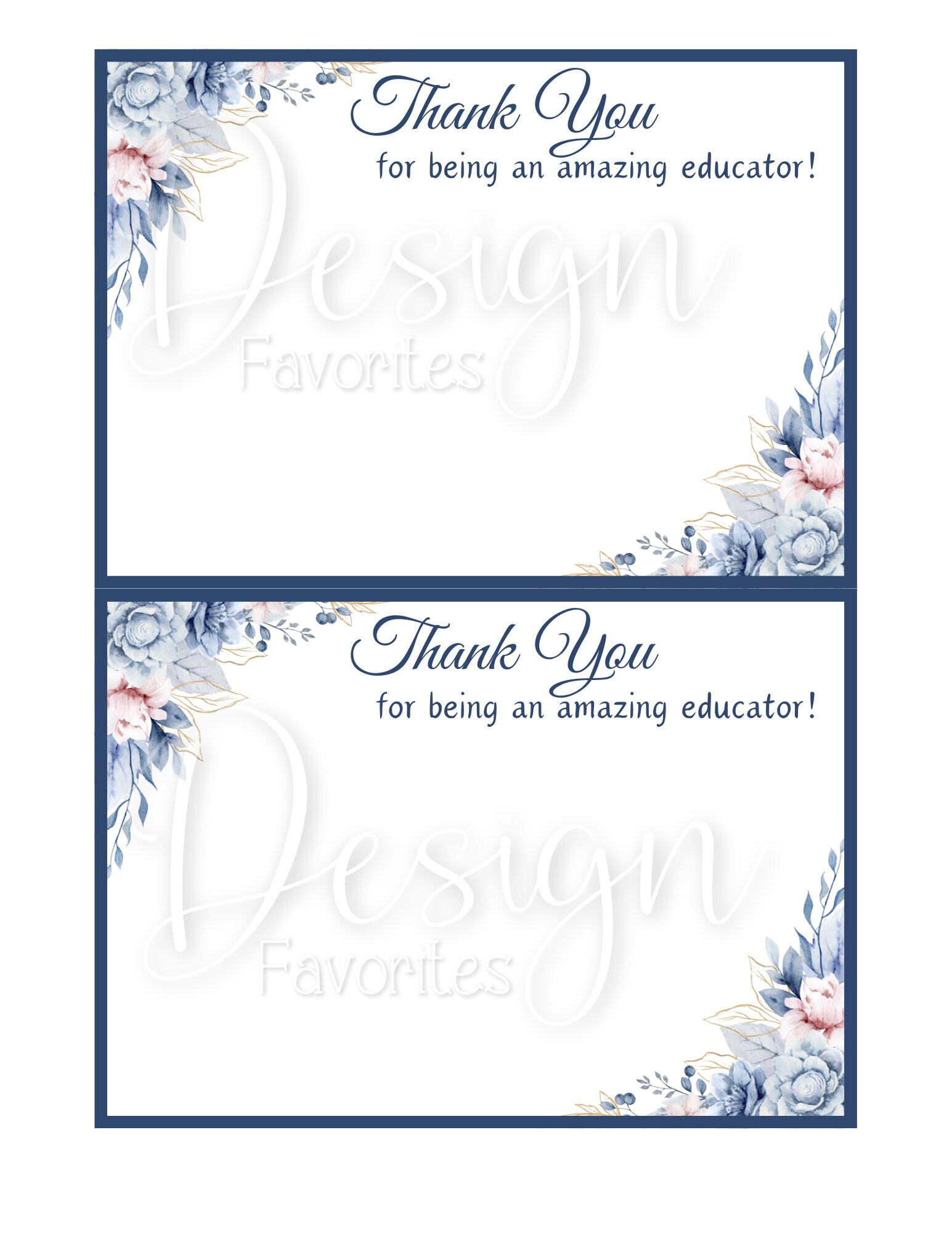 Printable Teacher Appreciation Cards – Student Thank You Notes (digital ...