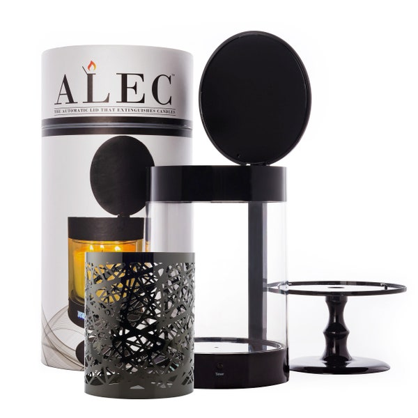 ALEC Automatic Candle Holder & Extinguisher with Rechargeable Timer Lid and Stand | Pillar | Home Decor | Housewarming Gift