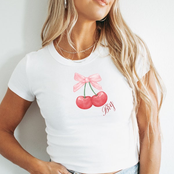 Sorority Big Little Shirts Coquette Cherries With Bow Big Little Reveal Shirts Cropped Sorority Shirts Big Little Gift Baby Tee Trendy