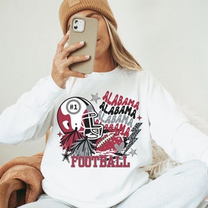 Retro Alabama Football Sweatshirt Trendy College Football Crewneck Oversized Preppy Alabama Game Day Shirt Cute Football Season Sweatshirt