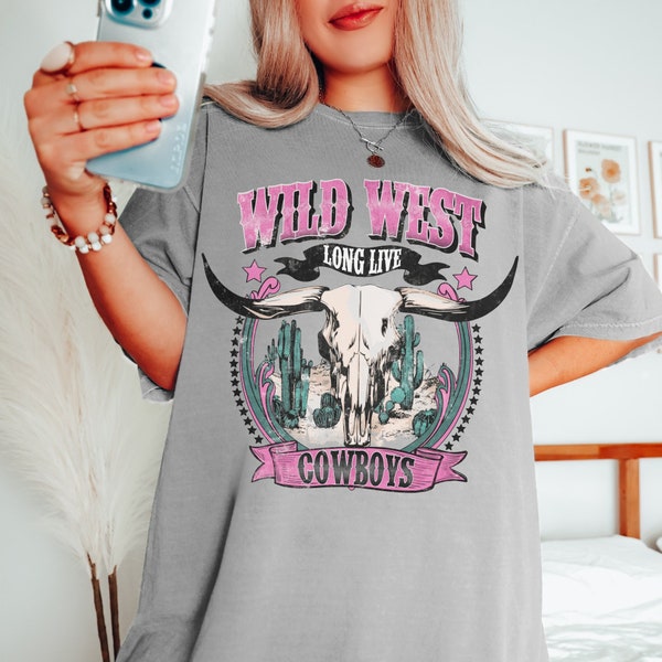 Comfort Colors Cowboy Shirt Western Graphic Tee Bull Skull Western Tshirt Dress Oversized Nashville Tee Western Clothes Cute Country Shirts