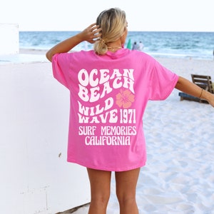 Ocean Beach Shirt VSCO Tshirt Oversized Preppy Shirt Coconut Girl Trendy Aesthetic Tee Preppy Clothes Teens Words On Back Y2K Beachy Tee