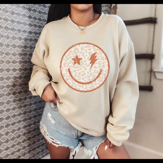 Leopard Print Lightning Bolt Sweatshirt Aesthetic Crewneck Preppy Clothes  Preppy Sweatshirt Oversized Sweater Trendy Crewneck VSCO Girl -  Sweden