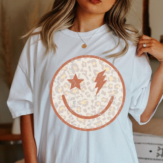 Leopard Print Happy Face T-shirt 