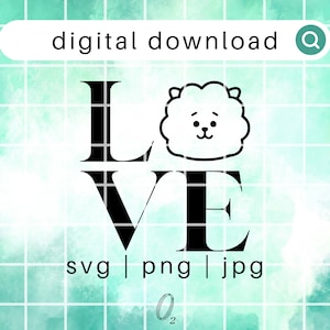 bt21 svg, bt21 RJ svg, bts png for prints, stickers and vinyls, bts digital download, compatible with cricuit, glowforge, & silhouette