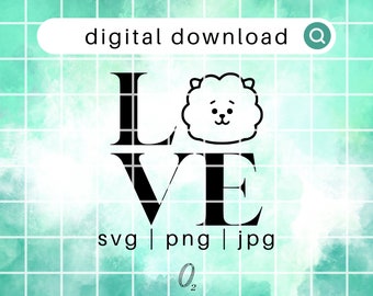 bt21 svg, bt21 RJ svg, bts png für Prints, Sticker und Vinyls, bts digital download, kompatibel mit Cricuit, Glowforge, & Silhouette
