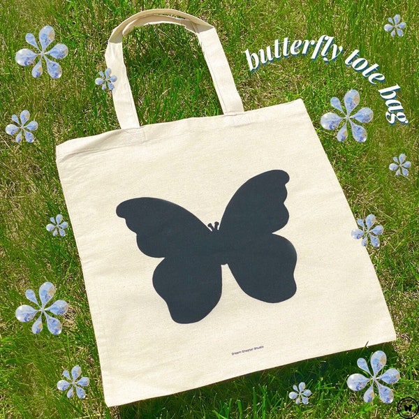 BUTTERFLY TOTEBAG | Y2K Aesthetic, Minimalistic Tote Bag, Butterflies, Lightweight Tote