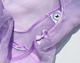 Purple Organza Sheer Tote Bag | Optional Bow, Coquette Style
