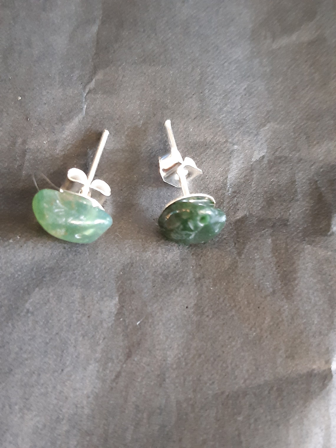 Dark green stud earrings Etsy