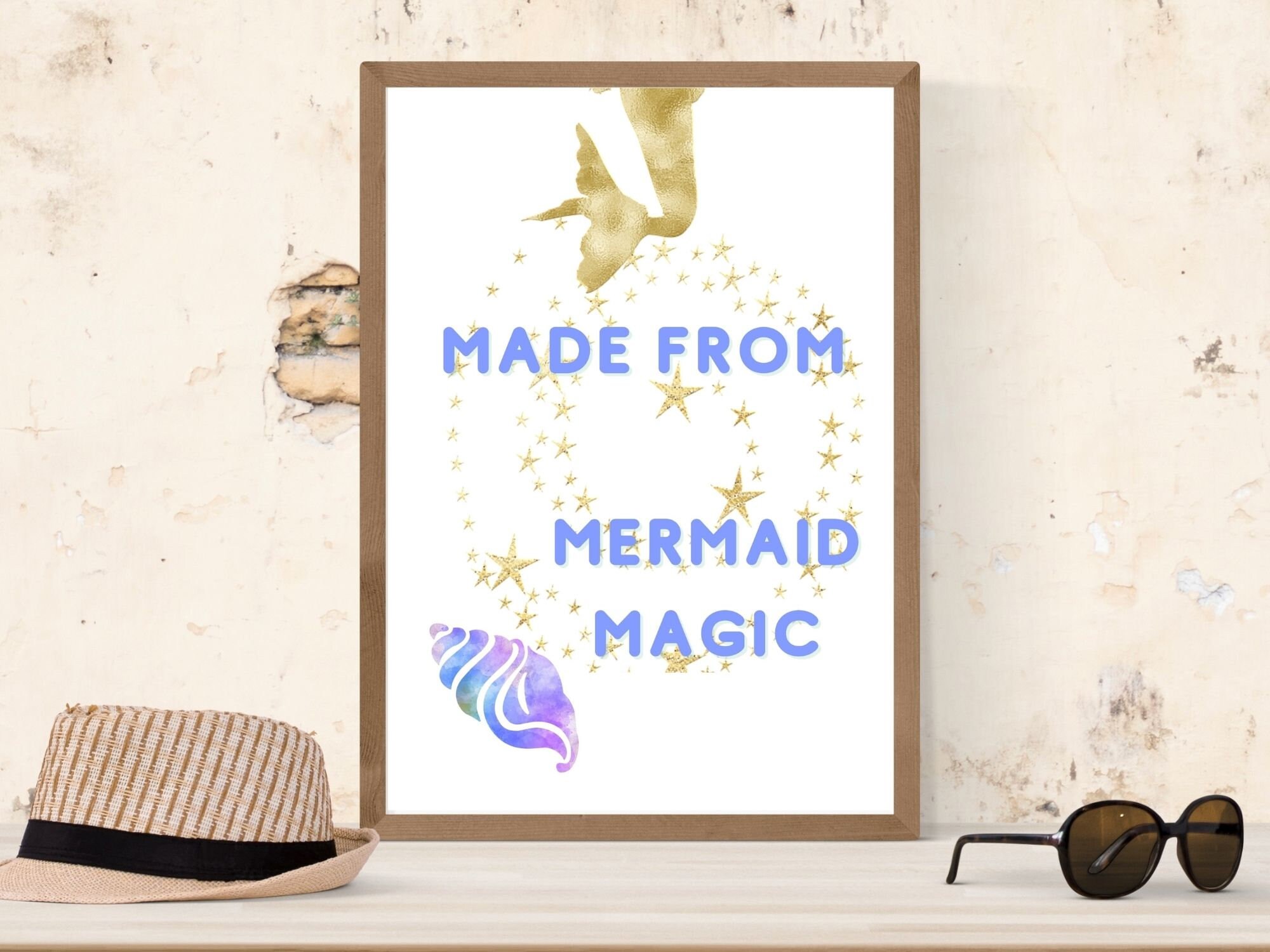 Mermaid Wall Art Nursery Decor Kids Room Decor Home Decor Etsy