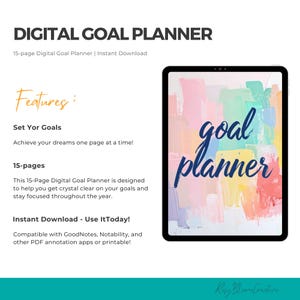 15-Page Digital Goal Planner | Printable & GoodNotes Compatible | Goal Setting, Monthly Planner, Vision Board, Habit Tracker